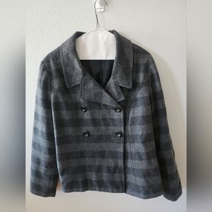 GAP Gray plaid pea coat.